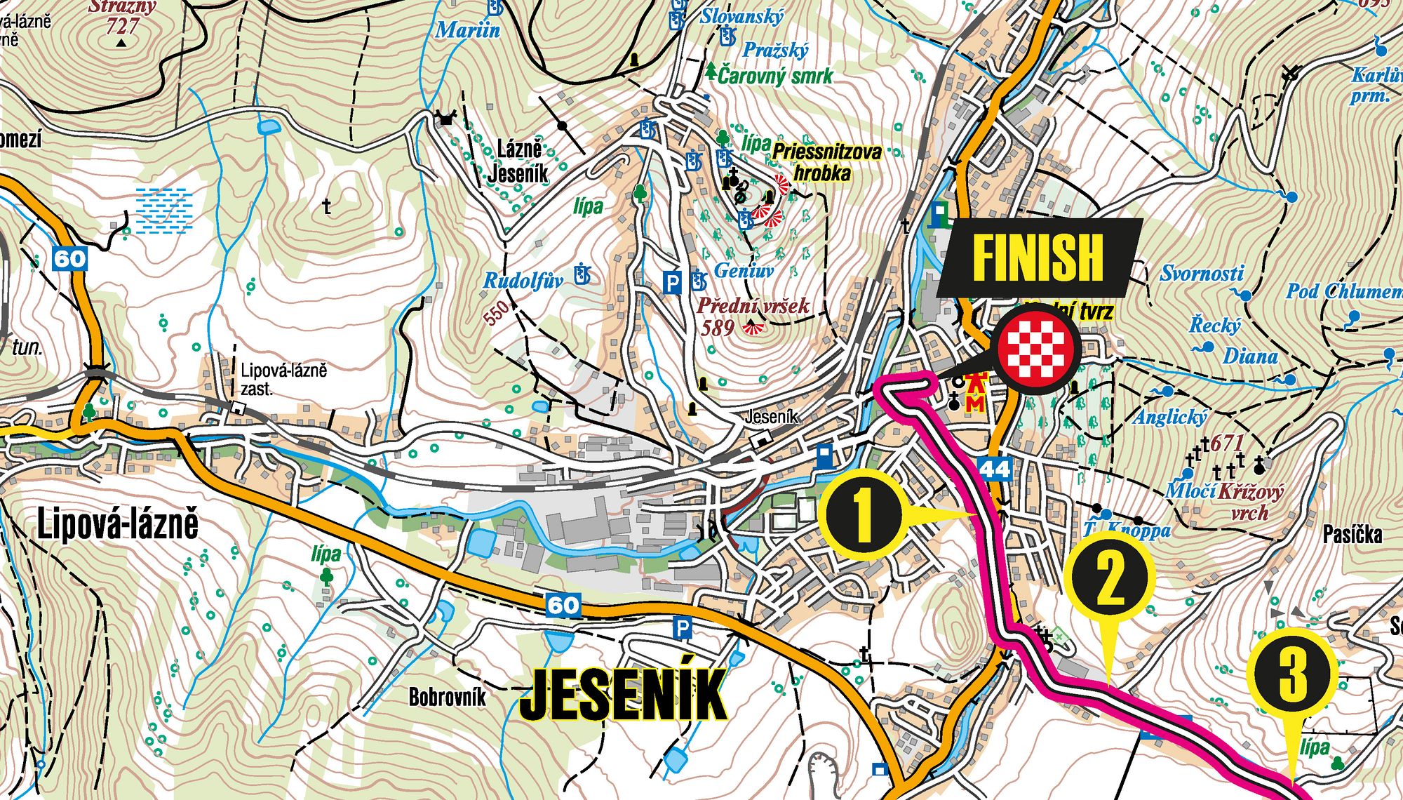 Map of the finish